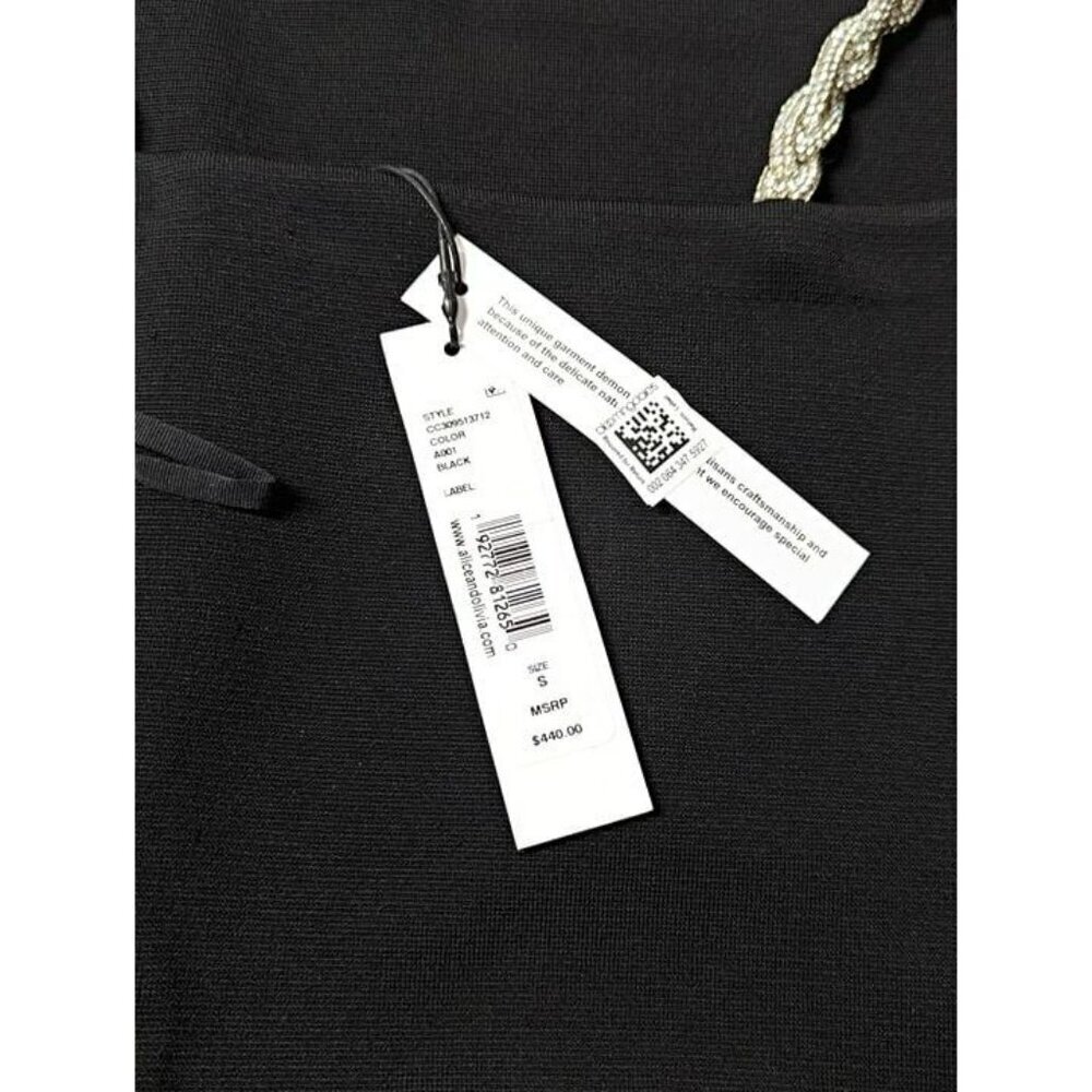 Alice + Olivia Valda Women's Embellished Strap Black Dress Size S (MSRP $440) - Picture 7 of 7